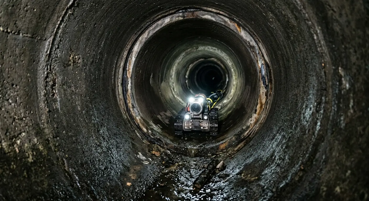 Robotic sewer camera inspecting pipe interior for Sewer Line Cleaning in Bee Ridge